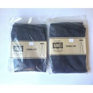 2 Packs Hanes Men's Waffle Knit Thermal Pants Style New Size L